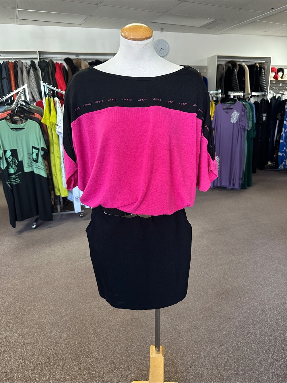 Women’s Two-Tone Mini Dress - Black & Hot Pink 
Size M, XL
